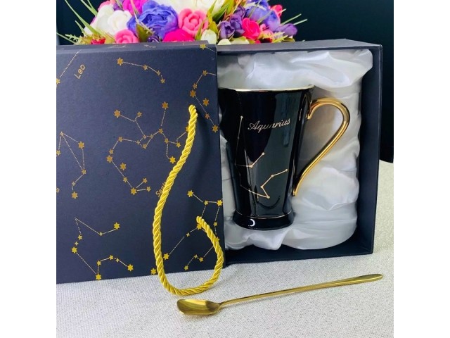 Кружка Зодиак Водолей Lenardi 390 мл с ложкой