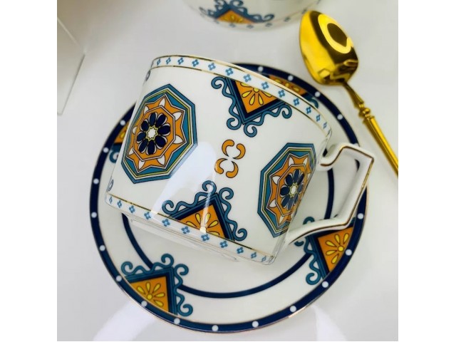 Чайный набор Lenardi Майолика оранжево-синий 12 предметов