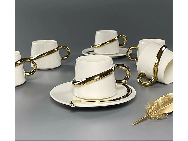 Кофейный набор Zorro Lenardi белый на 6 персон 12 предметов 110 мл