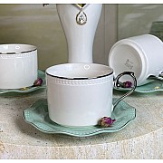 Чайный набор на 6 персон 12 предметов 370 мл Волна Lenardi бирюзовый