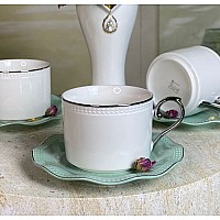 Чайный набор на 6 персон 12 предметов 370 мл Волна Lenardi бирюзовый