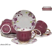 Чайный набор Lenardi Нежность фиолетовый 240 мл 12 предметов