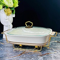 Мармит сервировочный 33 см Эллада Lenardi на подставке белый