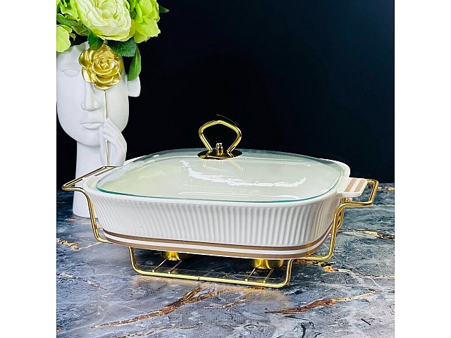 Мармит сервировочный 33 см Эллада Lenardi на подставке белый