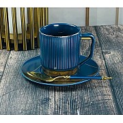Чайный набор на 6 персон 12 предметов Wood Lenardi синий