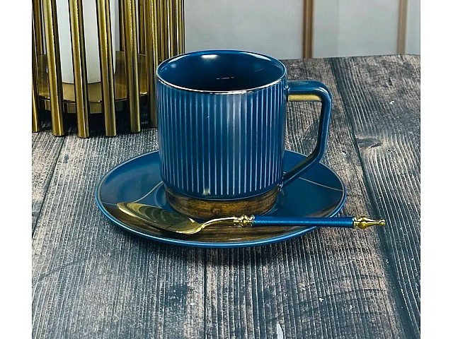 Чайный набор на 6 персон 12 предметов Wood Lenardi синий