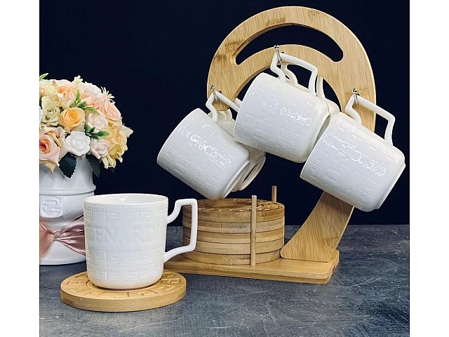 Кофейный набор на подставке Bamboo Lenardi на 6 персон 12 предметов 200 мл