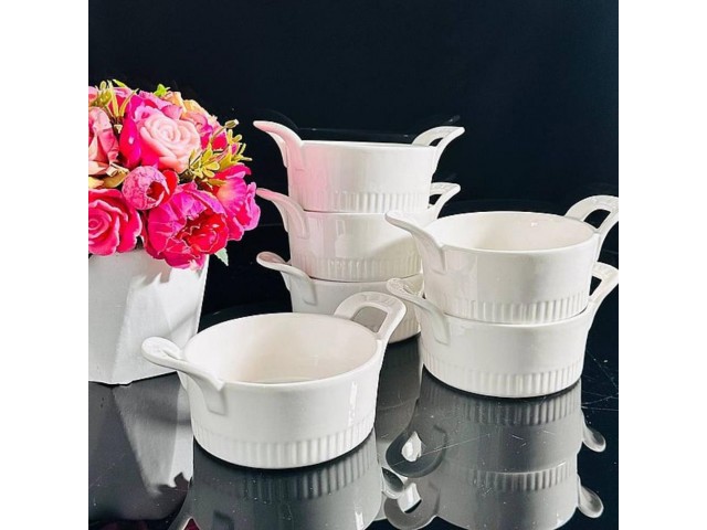 Набор из 6 круглых салатников 15 см White Lenardi