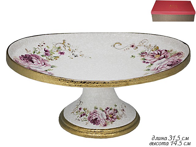 Фруктовница на ножке Мраморная Lenardi 31 см