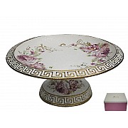 Круглая фруктовница на ножке Мраморная Lenardi 30 см