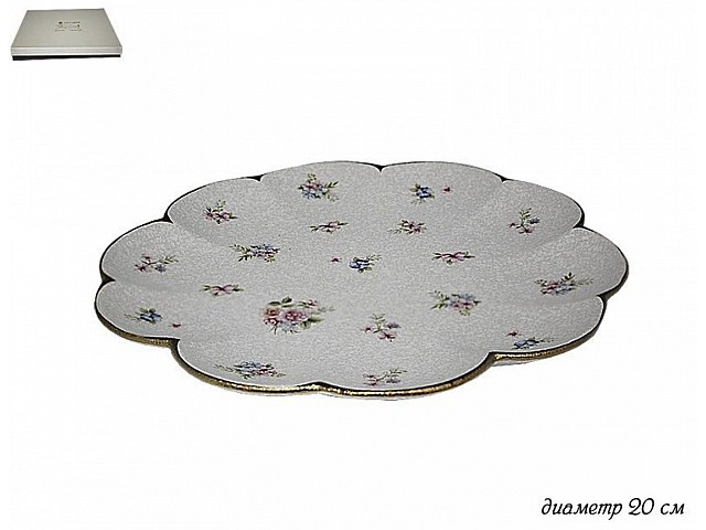 Блюдо круглое Анемон мраморный Lenardi 20 см