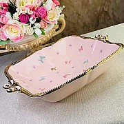 Квадратный салатник Lenardi Бабочки розовые 37 см