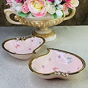 Набор 2 салатников в форме сердца Lenardi Бабочки розовые 15 см