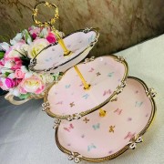 Фруктовница 3 яруса Lenardi Бабочки розовые