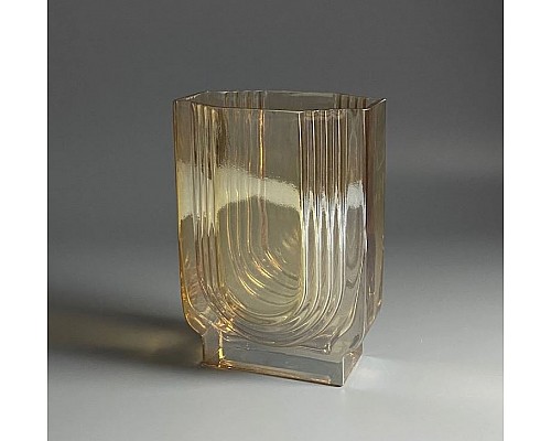 Декоративная ваза для цветов 21 см прямоугольная Vase Lenardi желтая