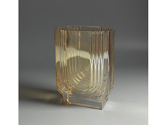 Декоративная ваза для цветов 21 см прямоугольная Vase Lenardi желтая