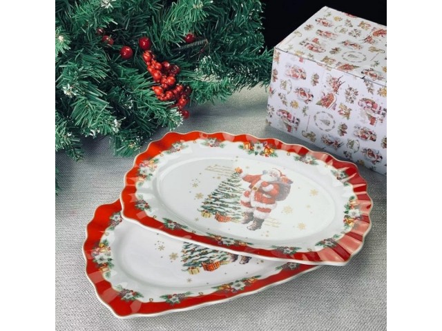 Набор 2 овальных блюда Новогодний Lenardi 25 см