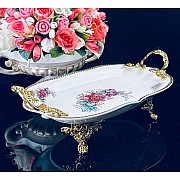 Блюдо прямоугольное 37 см Астория Lenardi на ножках с ручками