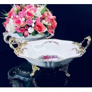 Блюдо круглое 30 см Астория Lenardi на ножках с ручками