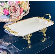 Блюдо 40 см Atlantis Cream Lenardi на ножках с ручками