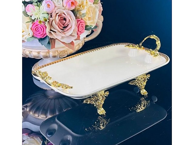 Блюдо 40 см Atlantis Cream Lenardi на ножках с ручками Блюдо 40 см Atlantis Cream Lenardi на ножках с ручками