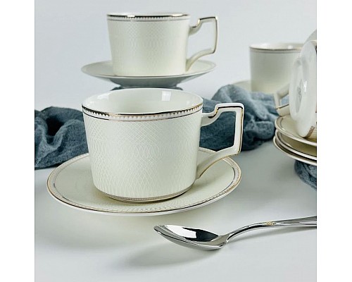 Чайный набор на 6 персон 12 предметов 280 мл Атланта золото Lenardi