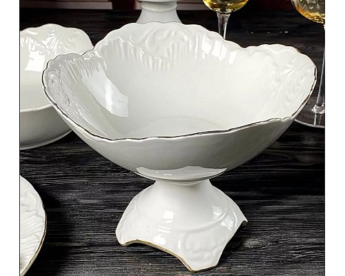 Фруктовница 25 см на ножке Аврора золото Lenardi Фруктовница 25 см на ножке Аврора золото Lenardi