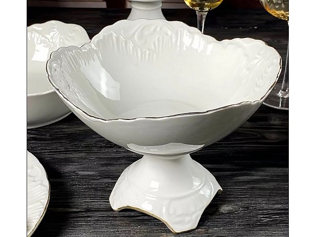 Фруктовница 25 см на ножке Аврора золото Lenardi