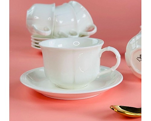 Чайный набор на 6 персон 12 прелметов 230 мл Simple white Lenardi