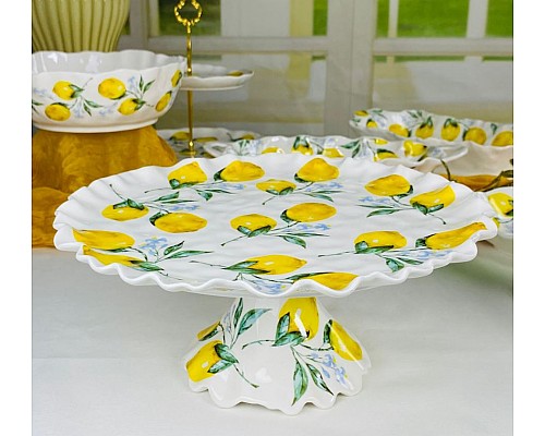 Блюдо 30 см на ножке Лимоны Lenardi