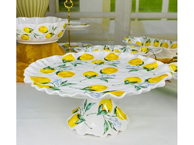 Блюдо 30 см на ножке Лимоны Lenardi