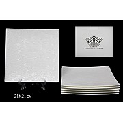 Набор квадратных тарелок Lenardi Белая роза 21 см 6 шт