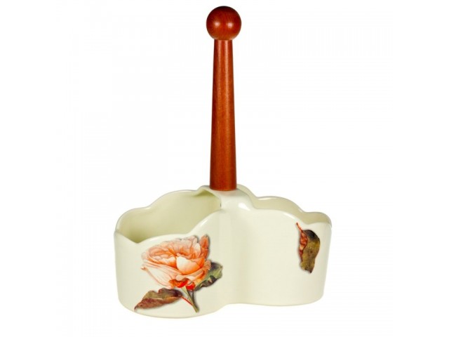 Корзинка 2-х секционная Роза Nuova Ceramica 30 см деревянная ручка