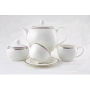 Сервиз чайный Серебряная вышивка Royal Bone China на 6 персон 17 предметов