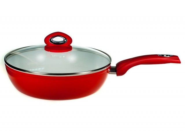 Сковорода глубокая с крышкой 28 см Красная керамика Bialetti 3,5 л