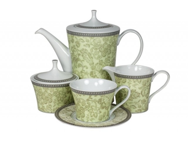 Сервиз чайный Монтра зеленый Royal Porcelain на 6 персон 17 предметов