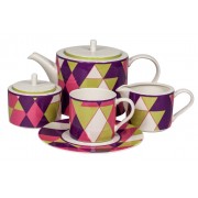 Сервиз чайный Минотти фиолетовый Royal Fine China на 6 персон 17 предметов
