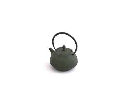 Заварочный чайник чугунный Studio BergHoff зеленый с цветами 1,1 л