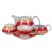 Сервиз чайный Страйп Маниа красный Royal Porcelain на 6 персон 17 предметов