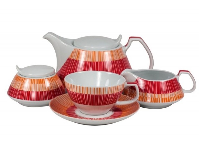 Сервиз чайный Страйп Маниа красный Royal Porcelain на 6 персон 17 предметов