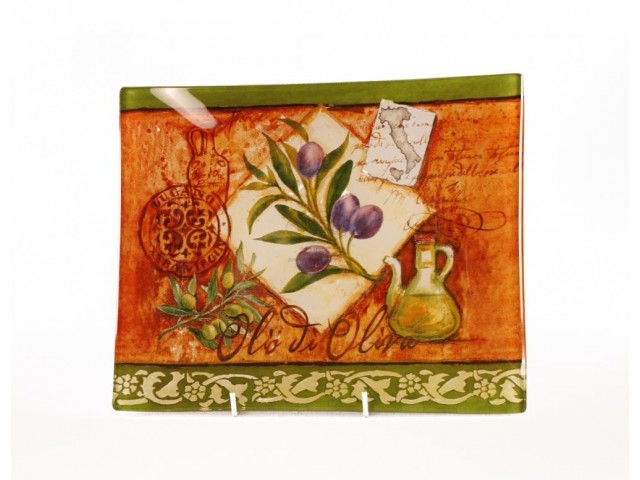 Блюдо прямоугольное стеклянное Оливки Certified International 25х20см