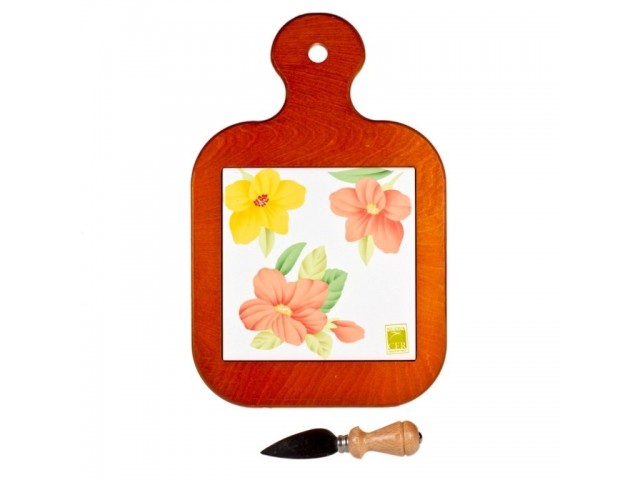 Доска для сыра с ножом Магнолия оранжевая Nuova Ceramica