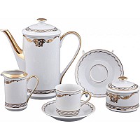 Сервиз кофейный Rudolf Kampf Роза и Ленты 2274 на 6 персон 15 предметов, чашка 0,15 л в подарочном коробе