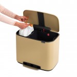 Мусорный бак Pedal Bin Bo 11 л + 23 л Минерально-золотой Brabantia