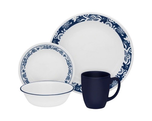 Набор столовой посуды Corelle True Blue на 4 персоны 16 предметов