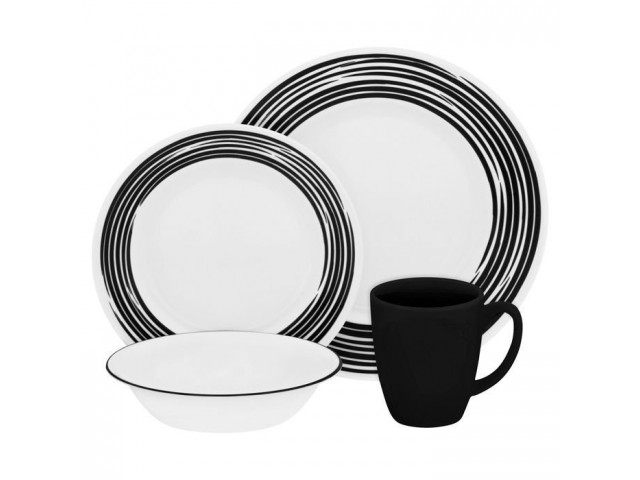 Набор столовой посуды Corelle Brushed Black на 4 персоны 16 предметов