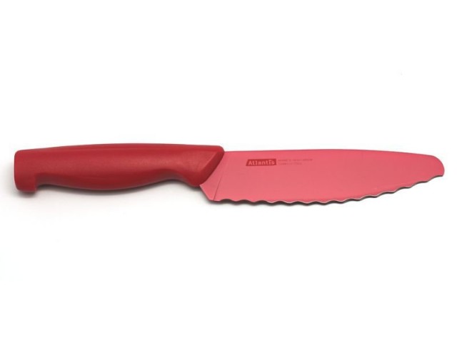 Нож универсальный с зубчиками Microban Красный15см