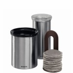 Настольный контейнер для мусора Brabantia с черным пластиковым кольцом, стальной матовый