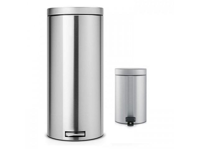 Набор мусорный бак 20л и 3л Brabantia стальной матовый FPP