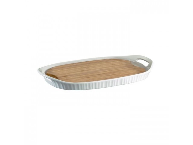 Форма CorningWare прямоугольная 40х25см с бамбуковой доской Форма CorningWare прямоугольная 40х25см с бамбуковой доской
